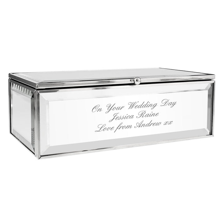 Personalised Memento Trinket, Jewellery &amp; Keepsake Boxes Personalised Any Message Mirrored Jewellery Box