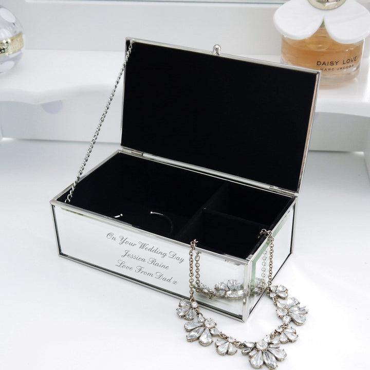 Personalised Memento Trinket, Jewellery &amp; Keepsake Boxes Personalised Any Message Mirrored Jewellery Box