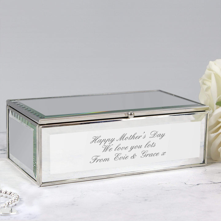 Personalised Memento Trinket, Jewellery &amp; Keepsake Boxes Personalised Any Message Mirrored Jewellery Box