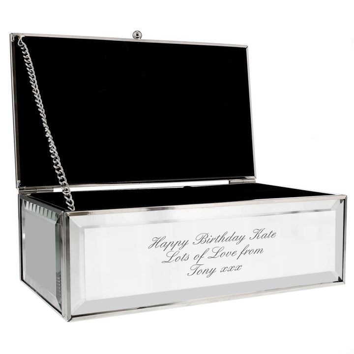 Personalised Memento Trinket, Jewellery &amp; Keepsake Boxes Personalised Any Message Mirrored Jewellery Box