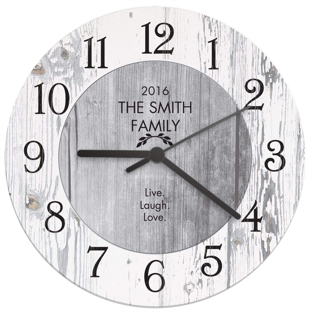 Personalised Memento Clocks &amp; Watches Personalised Any Message Shabby Chic Large Wooden Clock