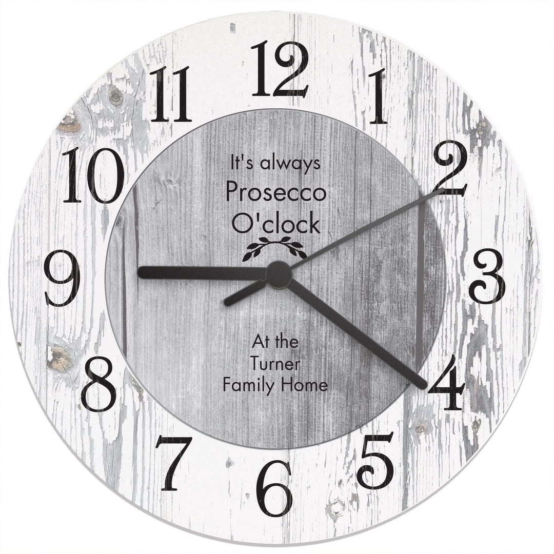 Personalised Memento Clocks &amp; Watches Personalised Any Message Shabby Chic Large Wooden Clock