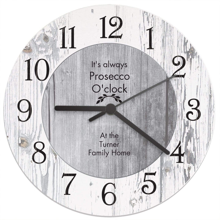 Personalised Memento Clocks &amp; Watches Personalised Any Message Shabby Chic Large Wooden Clock