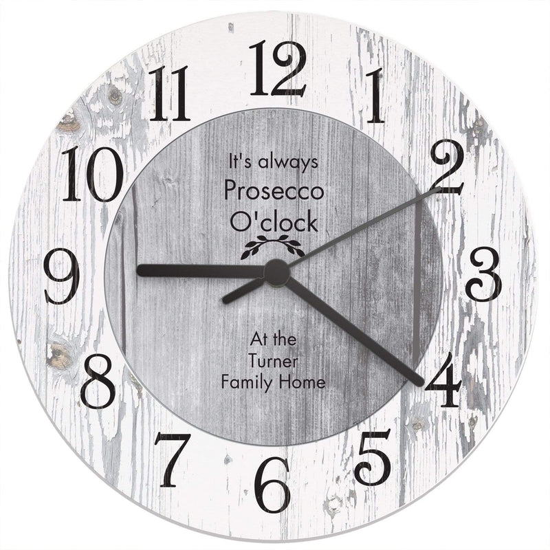 Personalised Memento Clocks & Watches Personalised Any Message Shabby Chic Large Wooden Clock