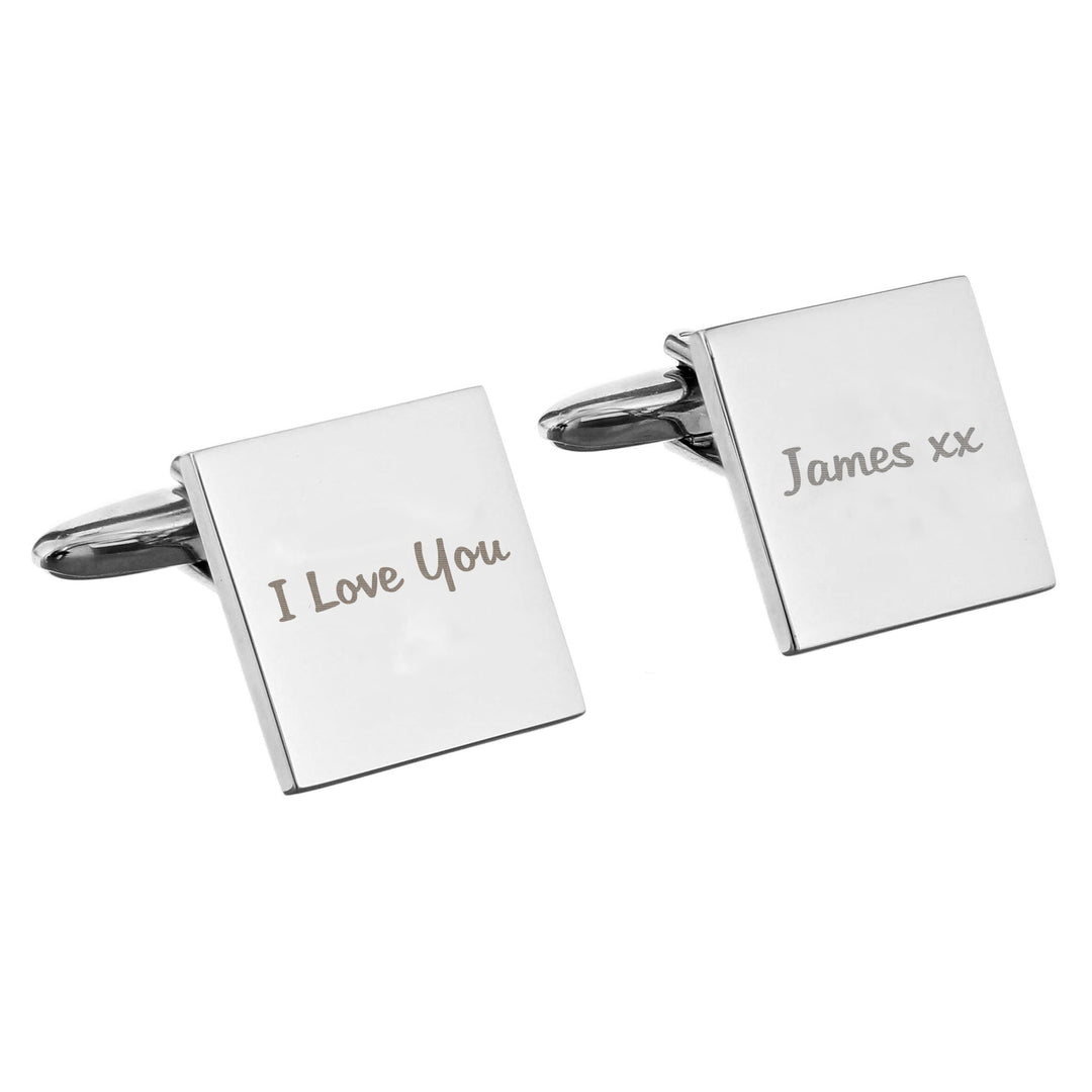 Personalised Memento Jewellery Personalised Any Message Square Cufflinks - 1 line