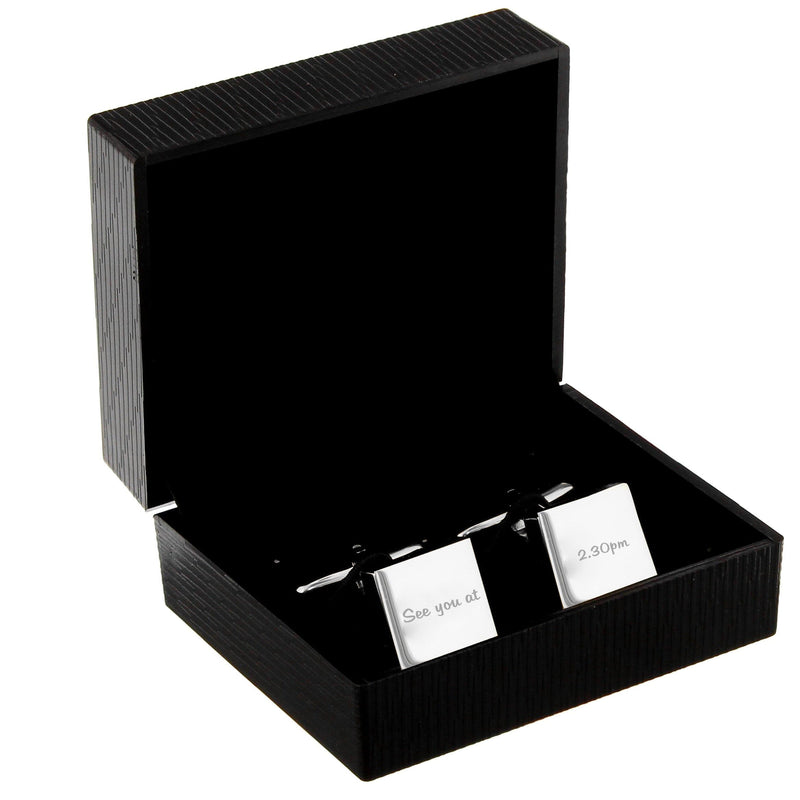 Personalised Memento Jewellery Personalised Any Message Square Cufflinks - 1 line