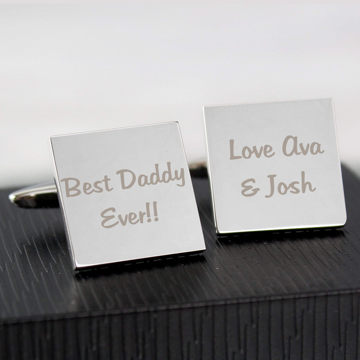 Personalised Memento Jewellery Personalised Any Message Square Cufflinks - 2 lines