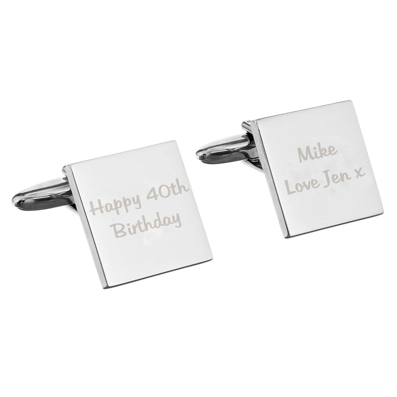 Personalised Memento Jewellery Personalised Any Message Square Cufflinks - 2 lines