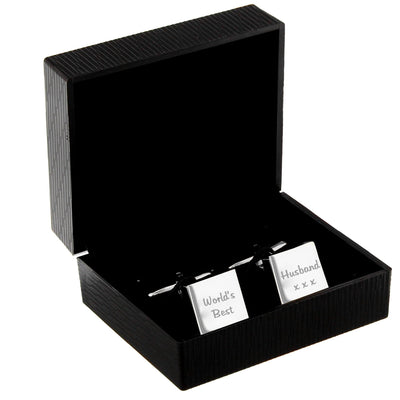 Personalised Memento Jewellery Personalised Any Message Square Cufflinks - 2 lines