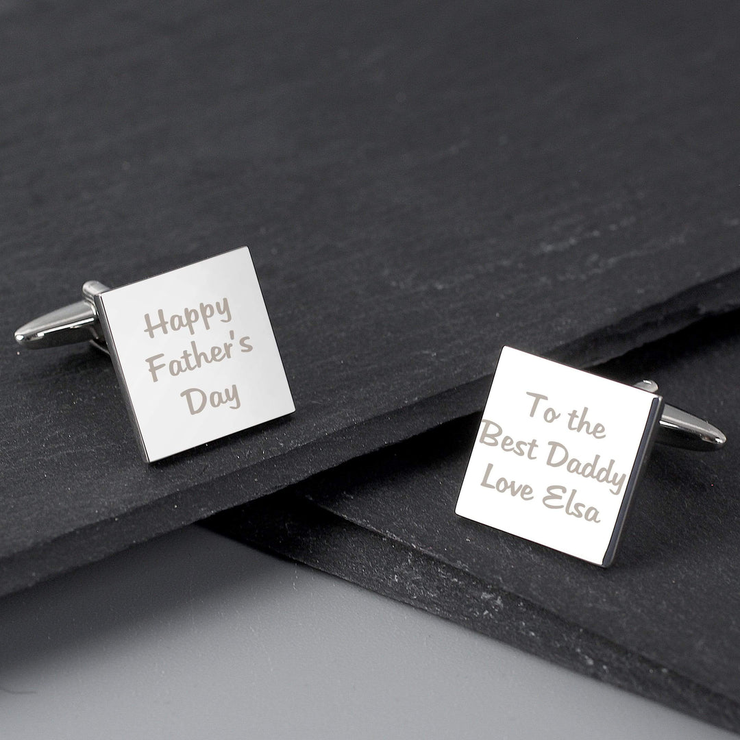 Personalised Memento Jewellery Personalised Any Message Square Cufflinks - 3 lines