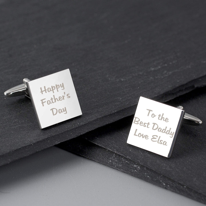 Personalised Memento Jewellery Personalised Any Message Square Cufflinks - 3 lines