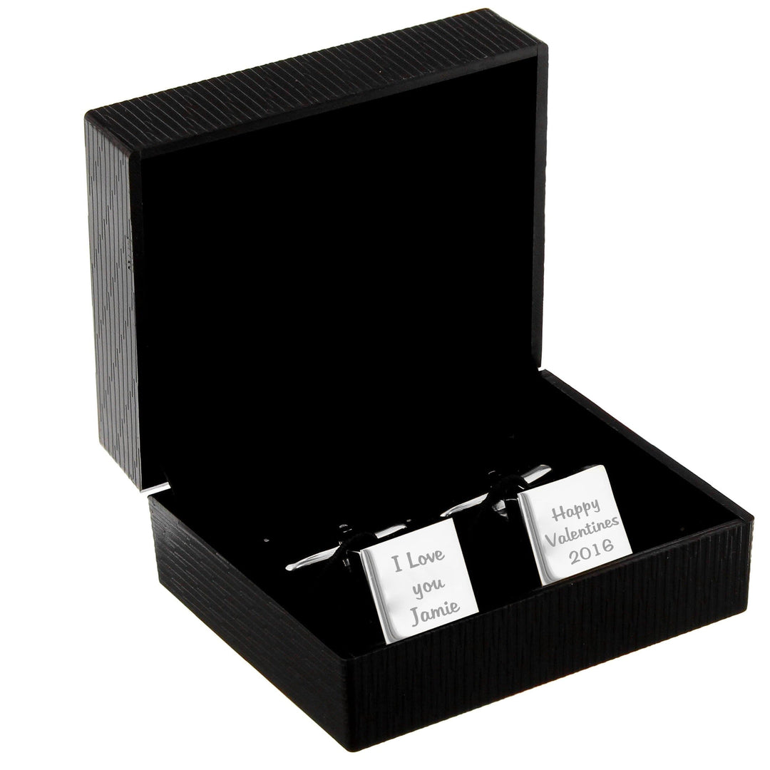 Personalised Memento Jewellery Personalised Any Message Square Cufflinks - 3 lines