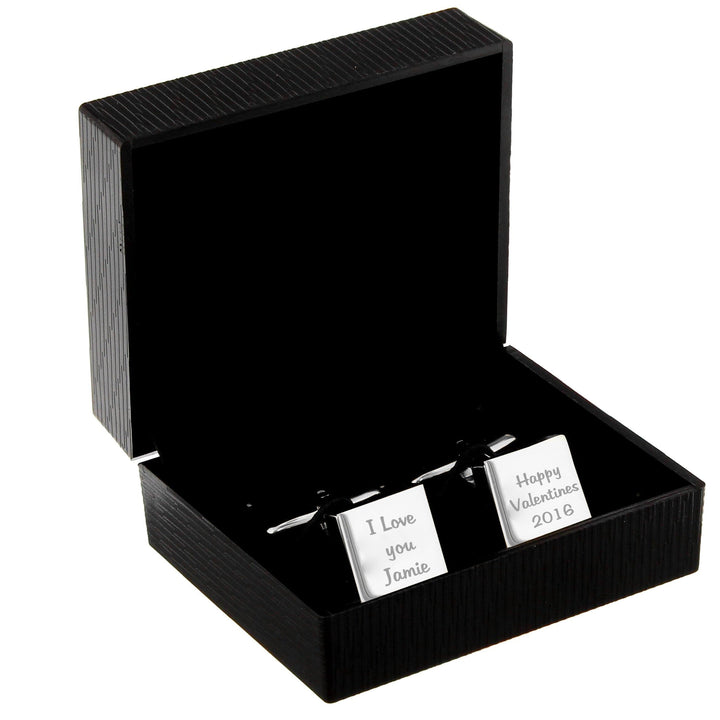 Personalised Memento Jewellery Personalised Any Message Square Cufflinks - 3 lines