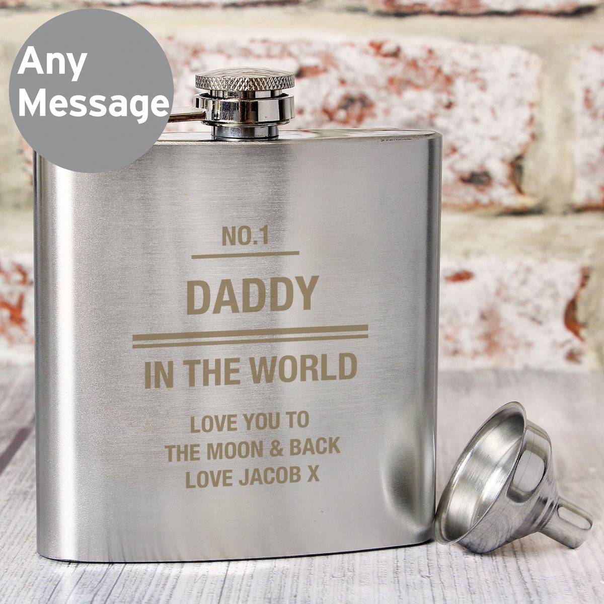 Personalised Memento Personalised Any Message Stainless Steel Hip Flask