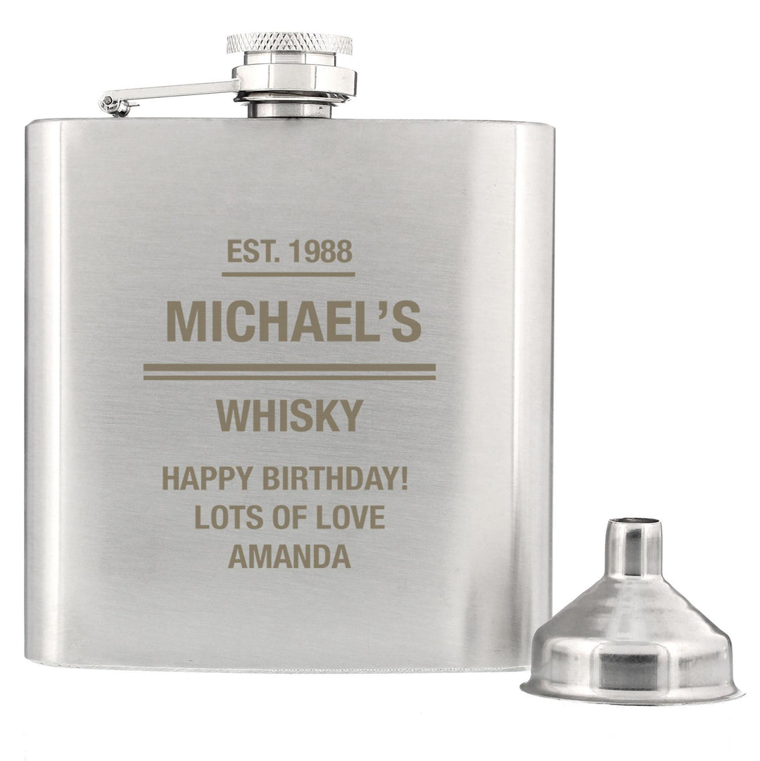 Personalised Memento Personalised Any Message Stainless Steel Hip Flask