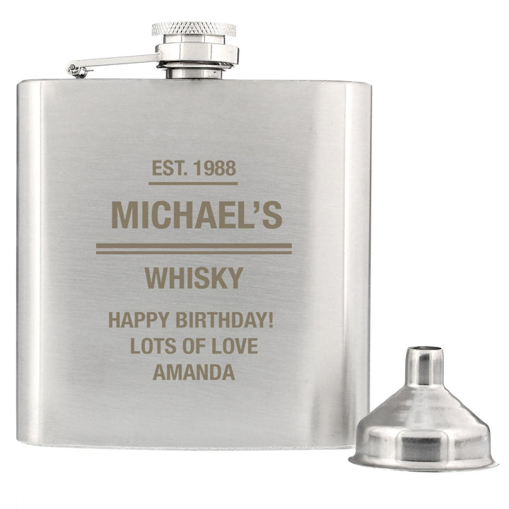 Personalised Memento Personalised Any Message Stainless Steel Hip Flask