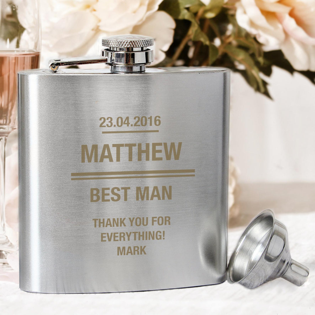Personalised Memento Personalised Any Message Stainless Steel Hip Flask