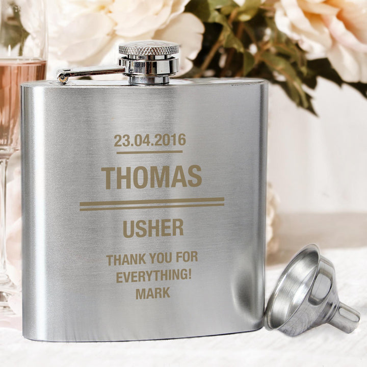 Personalised Memento Personalised Any Message Stainless Steel Hip Flask