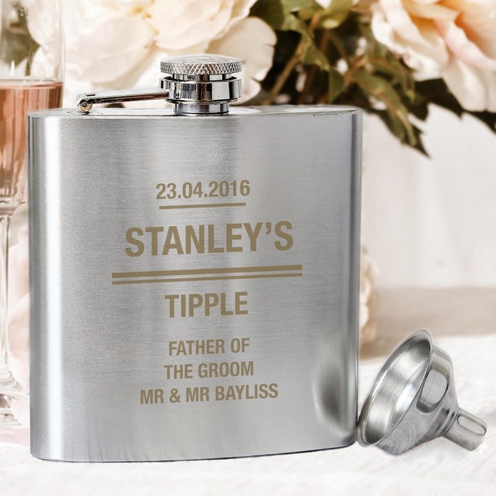 Personalised Memento Personalised Any Message Stainless Steel Hip Flask