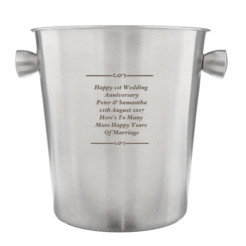 Personalised Memento Personalised Any Message Stainless Steel Ice Bucket