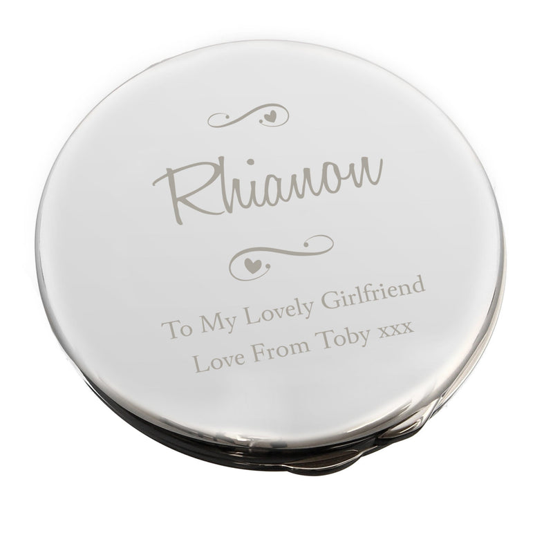 Personalised Memento Keepsakes Personalised Any Message Swirls & Hearts Compact Mirror