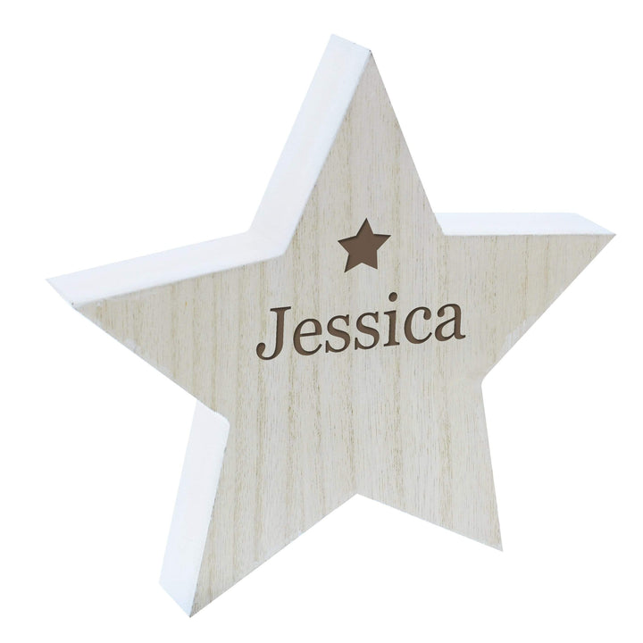 Personalised Memento Ornaments Personalised Any Name Rustic Wooden Star Decoration