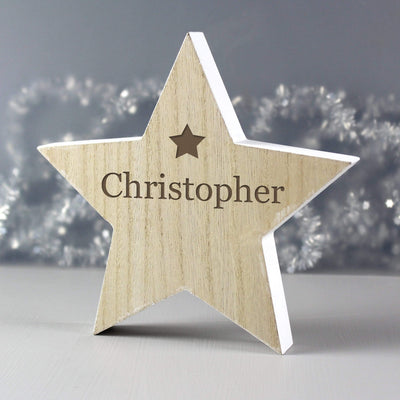 Personalised Memento Ornaments Personalised Any Name Rustic Wooden Star Decoration