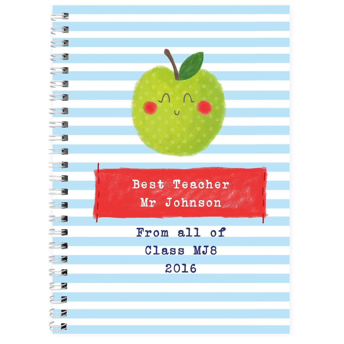 Personalised Memento Stationery & Pens Personalised Apple for the Teacher A5 Notebook