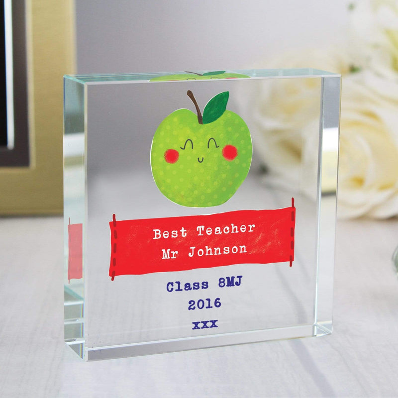 Personalised Memento Ornaments Personalised Apple for the Teacher Large Crystal Token