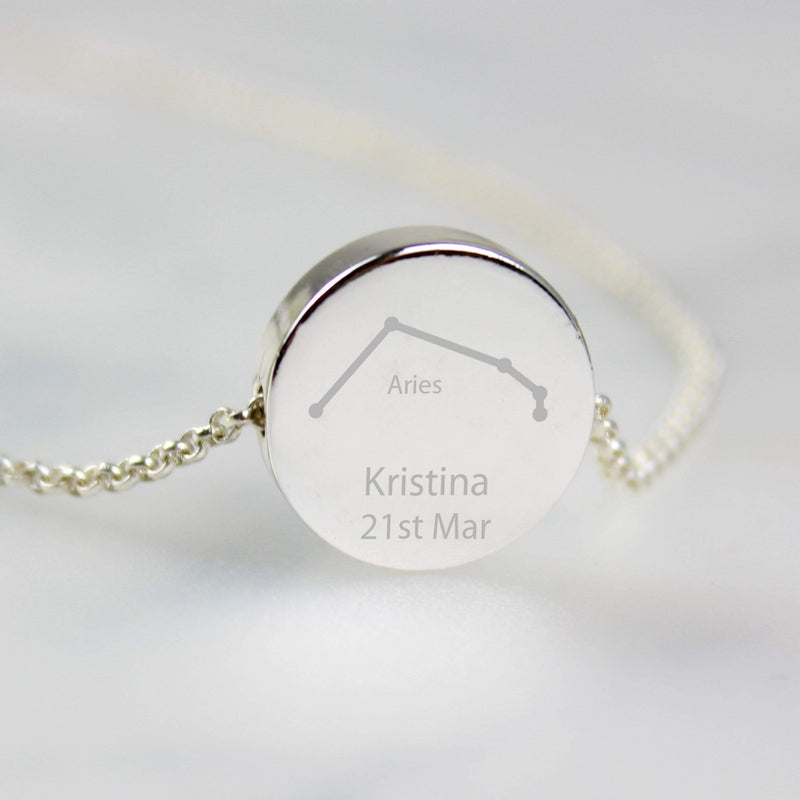 Personalised Memento Jewellery Personalised Aries Zodiac Star Sign Silver Tone Necklace (March 21st-April 19th)