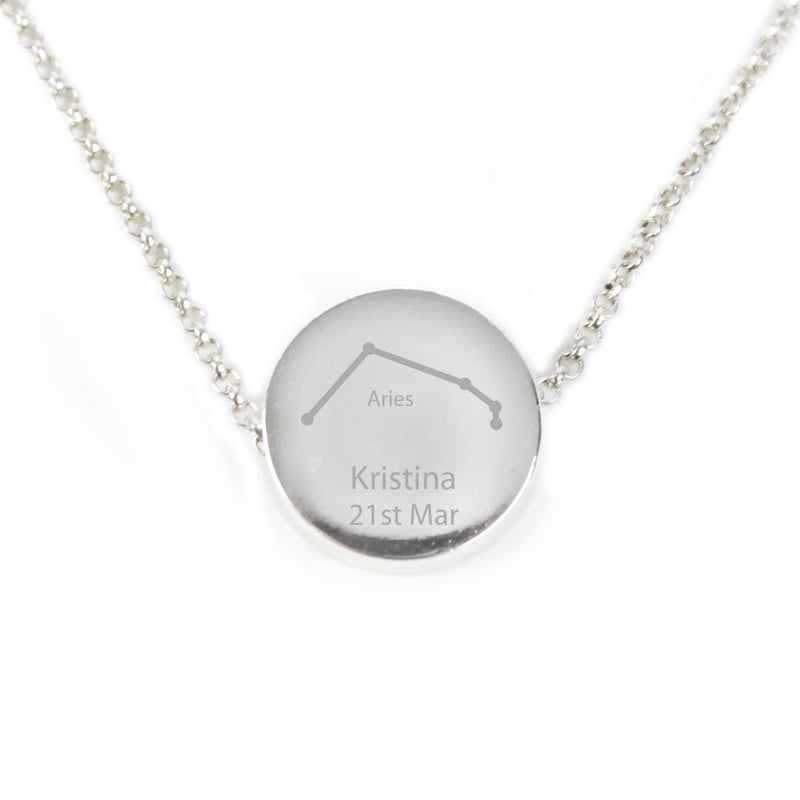 Personalised Memento Jewellery Personalised Aries Zodiac Star Sign Silver Tone Necklace (March 21st-April 19th)