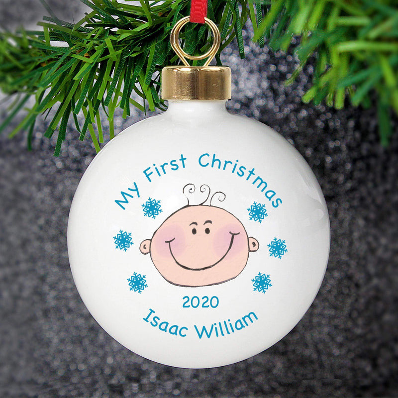 Personalised Memento Personalised Baby Boy My First Christmas Bauble