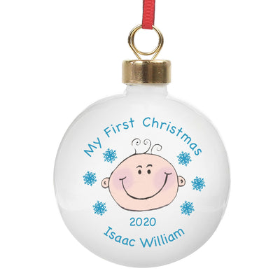 Personalised Memento Personalised Baby Boy My First Christmas Bauble