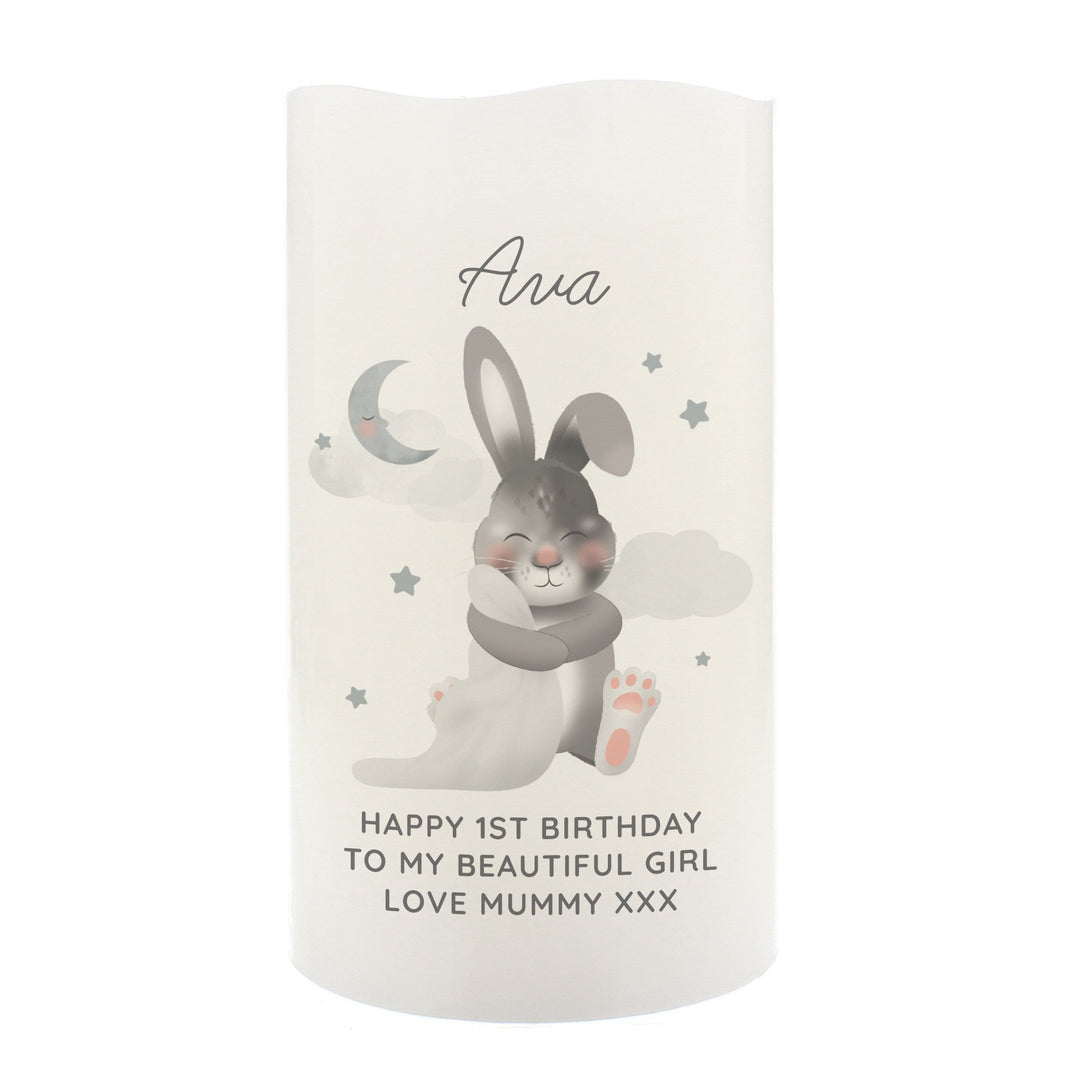 Personalised Memento LED Lights, Candles &amp; Decorations Personalised Baby Bunny LED Candle