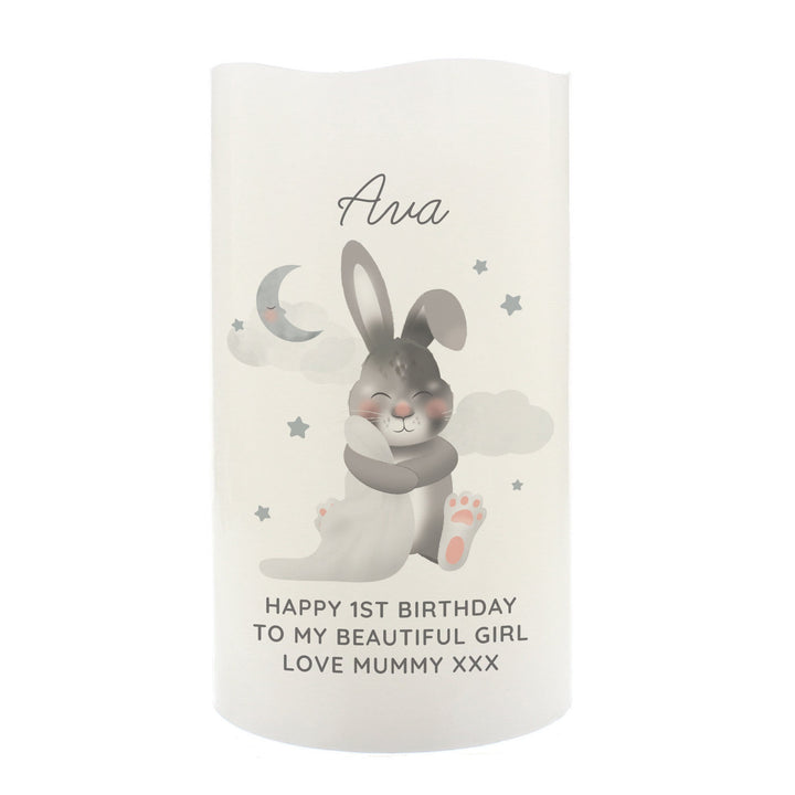 Personalised Memento LED Lights, Candles &amp; Decorations Personalised Baby Bunny LED Candle