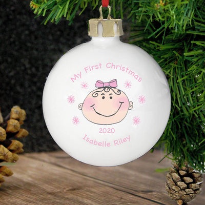 Personalised Memento Personalised Baby Girl My First Christmas Bauble