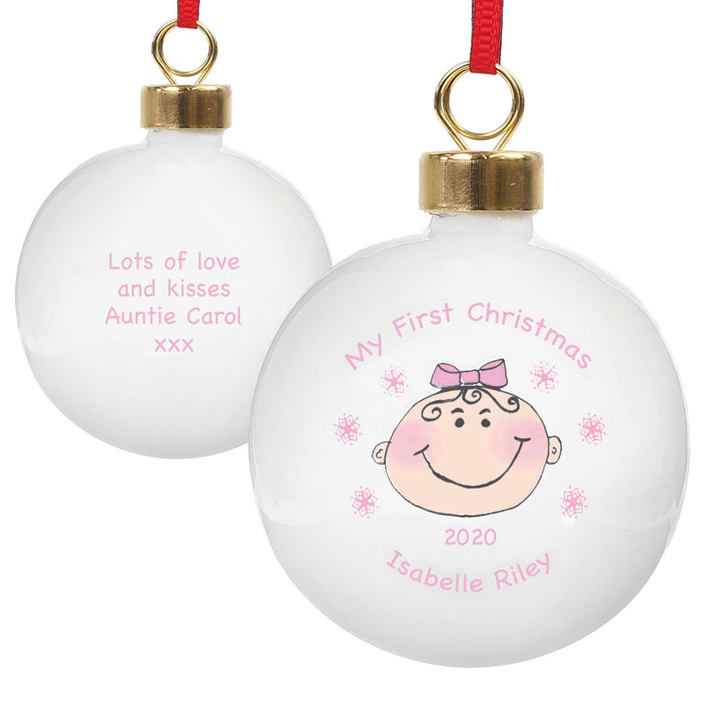 Personalised Memento Personalised Baby Girl My First Christmas Bauble