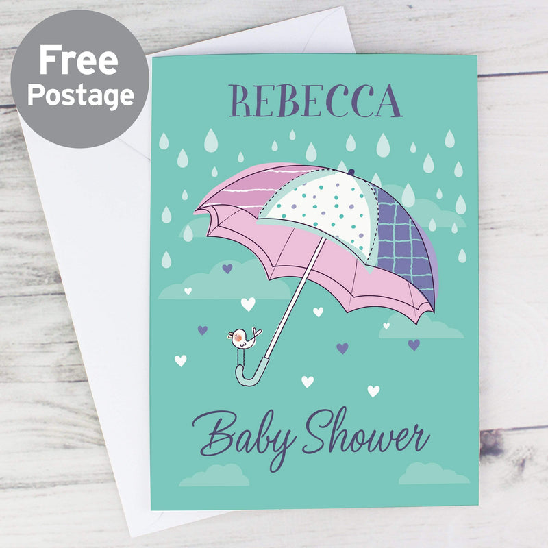 Personalised Memento Greetings Cards Personalised Baby Shower Umbrella Card