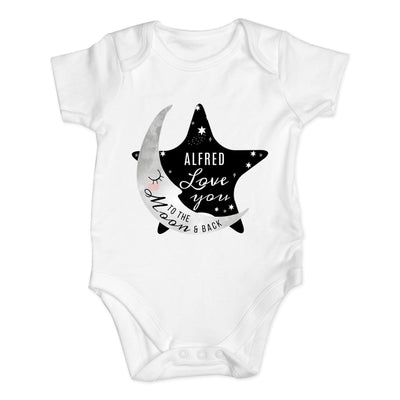 Personalised Memento Clothing Personalised Baby To The Moon and Back 0-3 Months Baby Vest