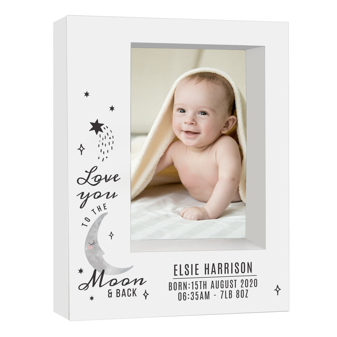Personalised Memento Photo Frames, Albums and Guestbooks Personalised Baby To The Moon and Back 5x7 Box Photo Frame