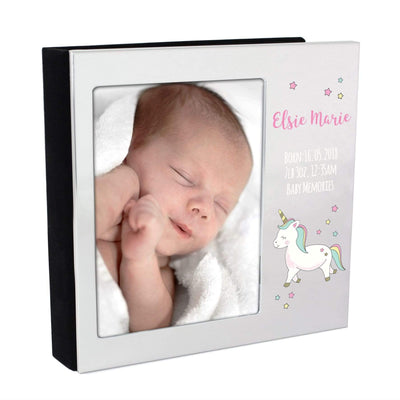 Personalised Memento Photo Frames, Albums and Guestbooks Personalised Baby Unicorn 4x6 Photo Frame Album
