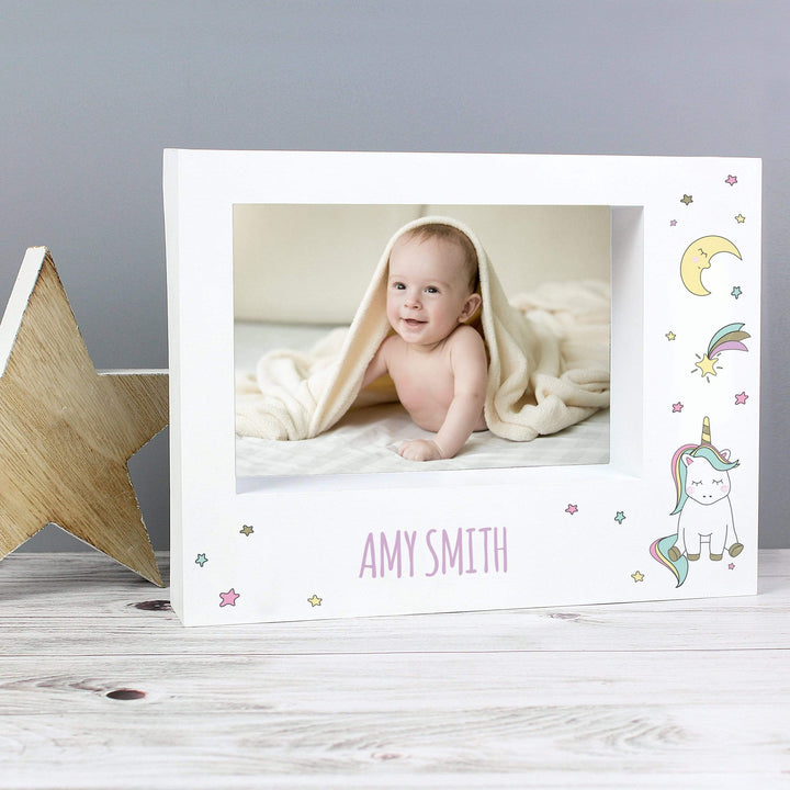 Personalised Memento Photo Frames, Albums and Guestbooks Personalised Baby Unicorn 7x5 Landscape Box Photo Frame