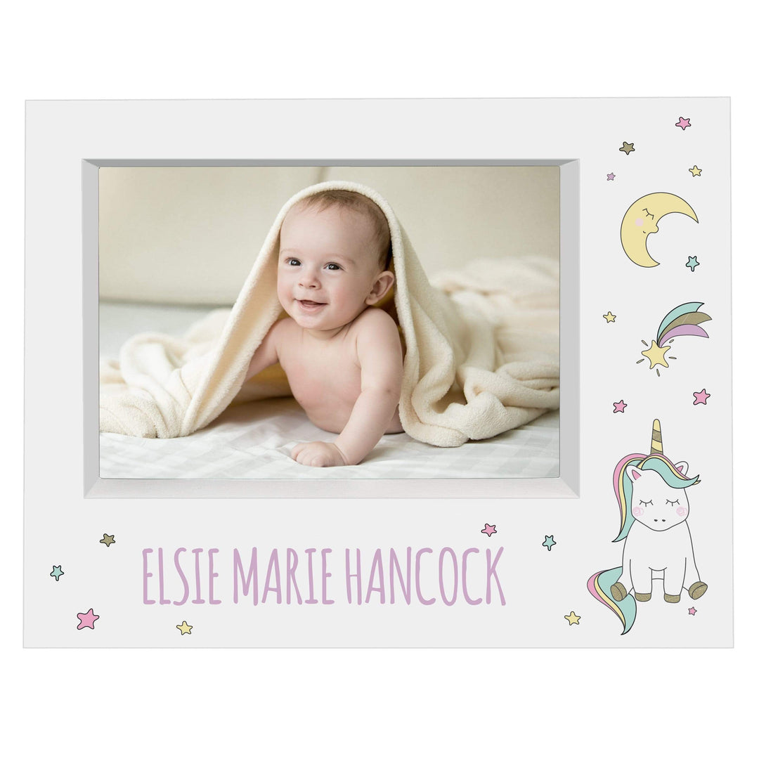 Personalised Memento Photo Frames, Albums and Guestbooks Personalised Baby Unicorn 7x5 Landscape Box Photo Frame