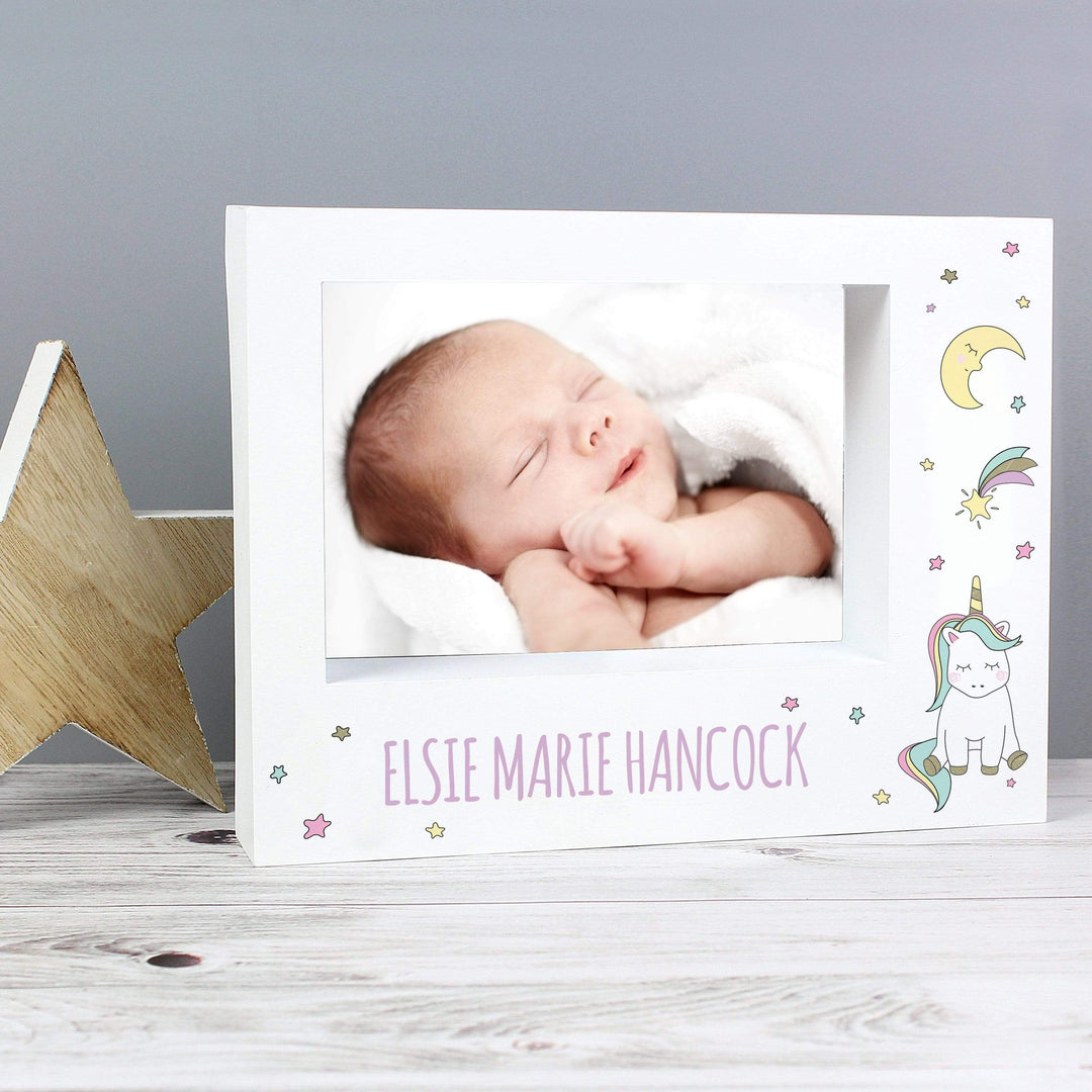Personalised Memento Photo Frames, Albums and Guestbooks Personalised Baby Unicorn 7x5 Landscape Box Photo Frame
