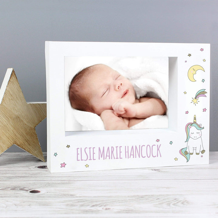 Personalised Memento Photo Frames, Albums and Guestbooks Personalised Baby Unicorn 7x5 Landscape Box Photo Frame