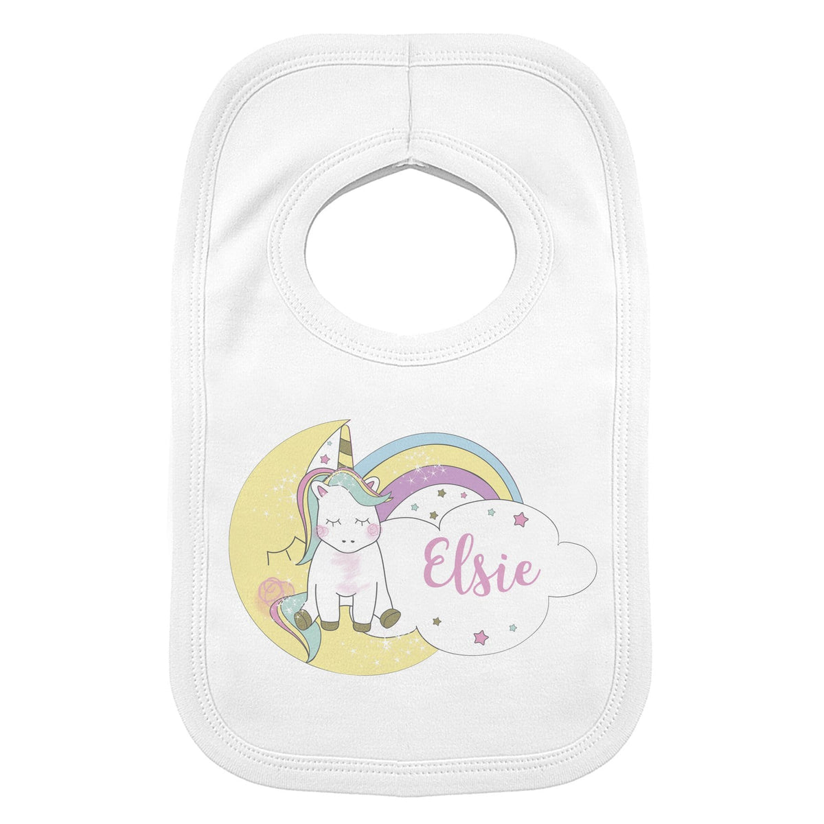 Personalised Memento Mealtime Essentials Personalised Baby Unicorn Bib