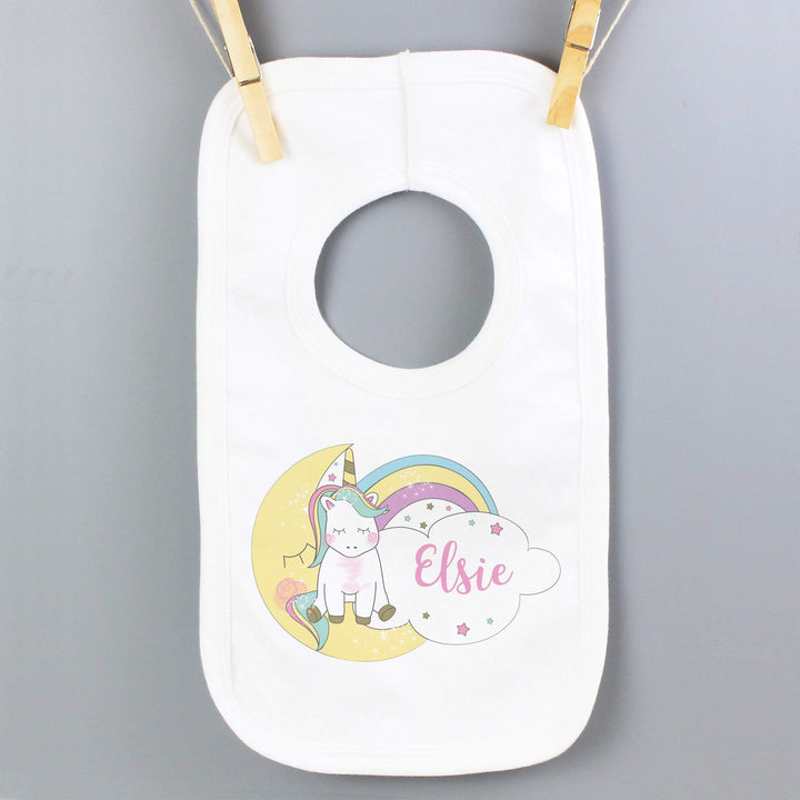 Personalised Memento Mealtime Essentials Personalised Baby Unicorn Bib