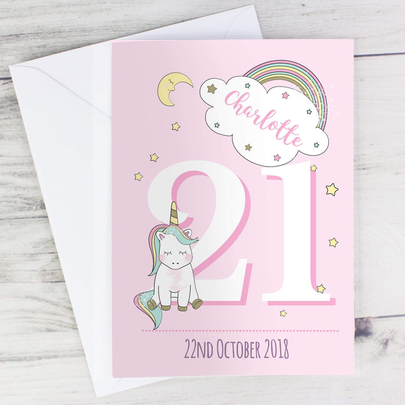 Personalised Memento Greetings Cards Personalised Baby Unicorn Birthday Age Card