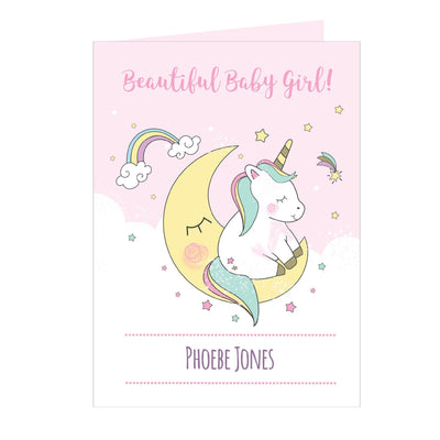 Personalised Memento Greetings Cards Personalised Baby Unicorn Card