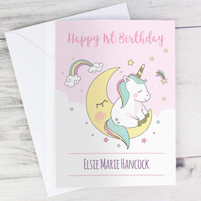 Personalised Memento Greetings Cards Personalised Baby Unicorn Card